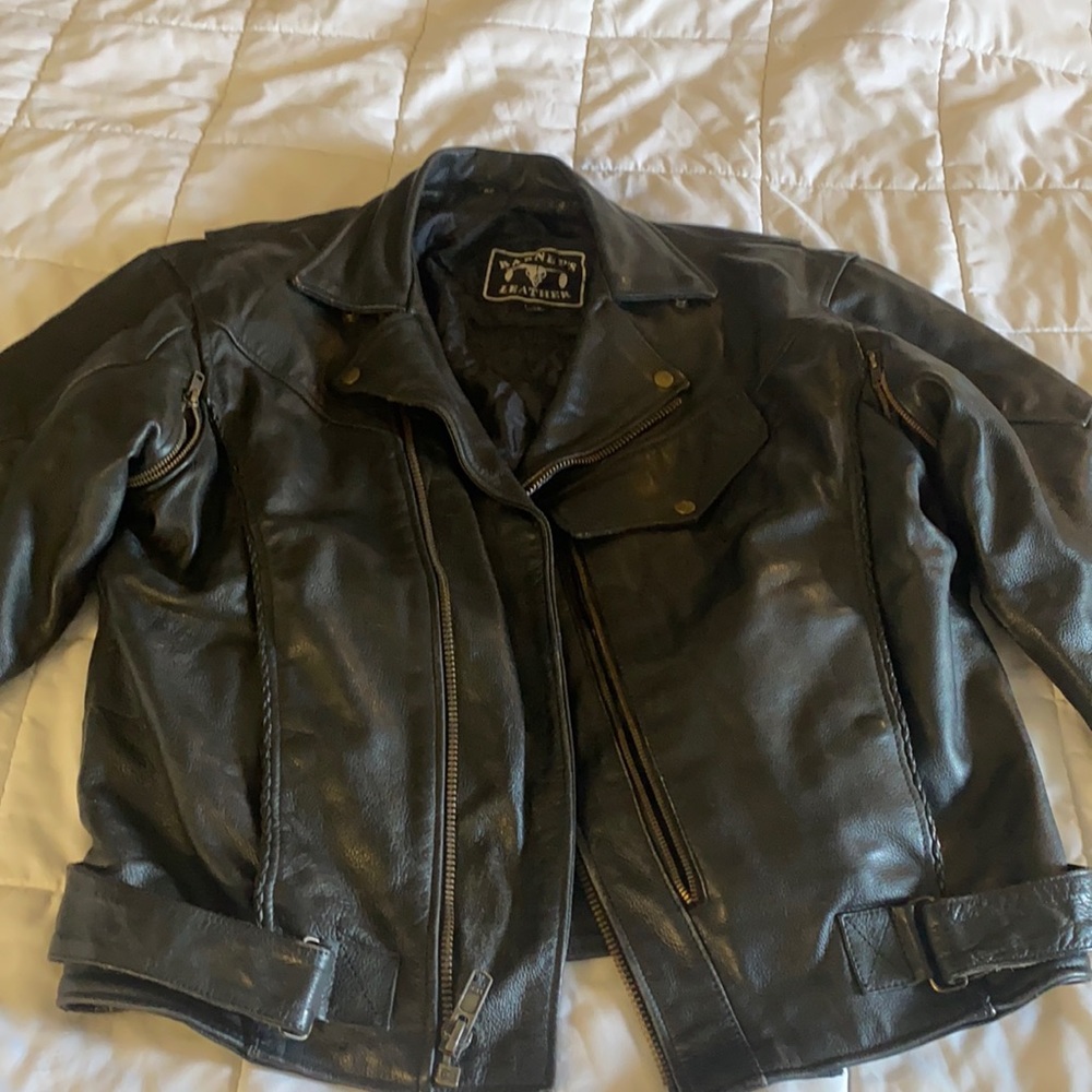 Barneys leather motorcycle jacket zipped outliner excellent condition condition